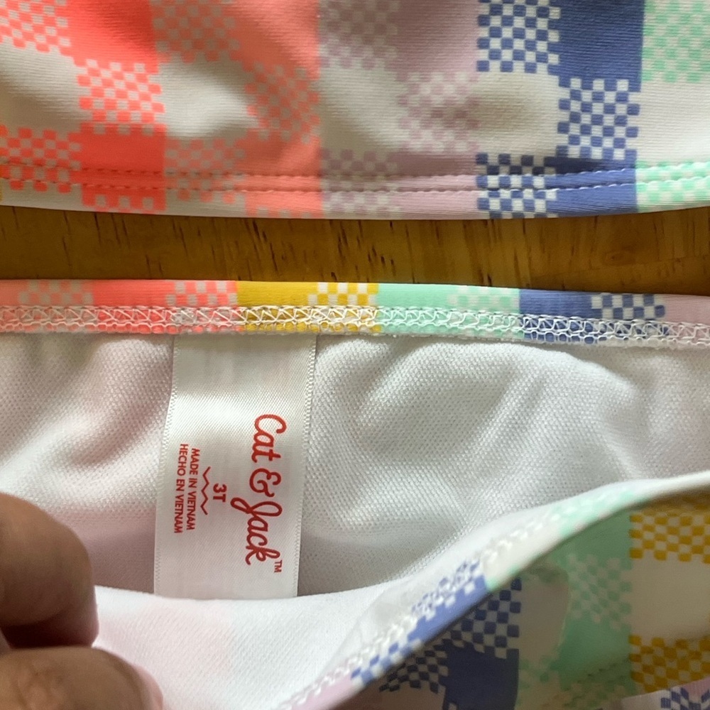 Cat & Jack Multicolor Checkered Swimsuit - Picture 2 of 3